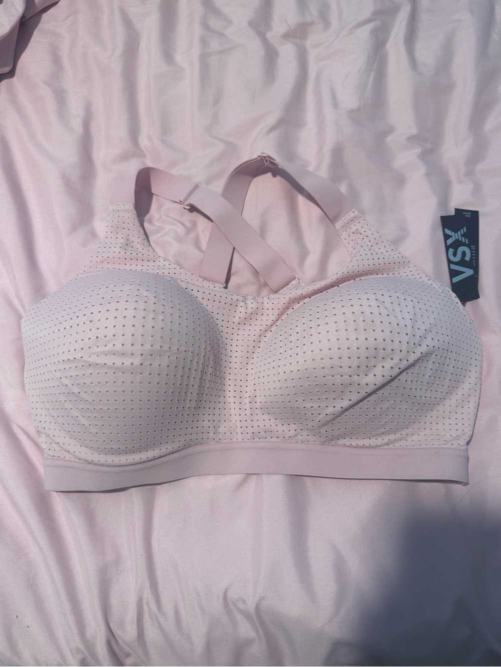 VSX Pale Pink Perforated Wireless Sport Bra